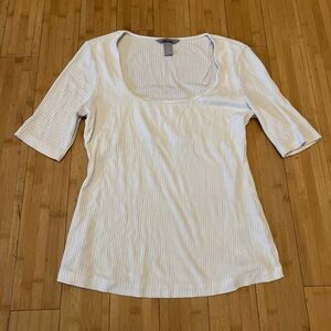 H&M White Fitted 3/4 Sleeve Blouse